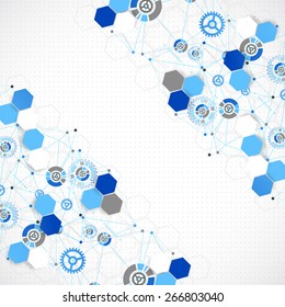 Abstract geometry blue color technology background. Vector