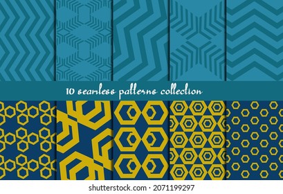 abstract geometry blue pattern set collection eps 10