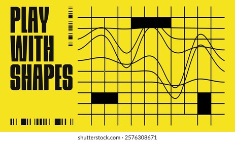 Abstract geometry brutalism background. Brutalist banner template, event design for digital advertisement and social media. Creative shape layout design