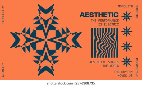 Abstract geometry brutalism background. Brutalist banner template, event design for digital advertisement and social media. Creative shape layout design