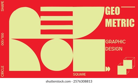 Abstract geometry brutalism background. Brutalist banner template, event design for digital advertisement and social media. Creative shape layout design