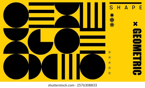 Abstract geometry brutalism background. Brutalist banner template, event design for digital advertisement and social media. Creative shape layout design