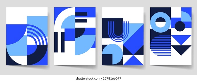 Abstract geometry cover set. Geometric poster template collection, flyer, brochure. Business print template, corporate cover, flat design. Abstract shapes vector illustration. Layout design