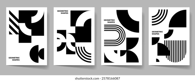 Abstract geometry cover set. Geometric poster template collection, flyer, brochure. Business print template, corporate cover, flat design. Abstract shapes vector illustration. Layout design