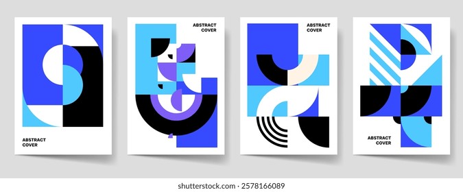 Abstract geometry cover set. Geometric poster template collection, flyer, brochure. Business print template, corporate cover, flat design. Abstract shapes vector illustration. Layout design