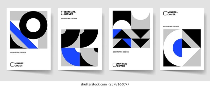 Abstract geometry cover set. Geometric poster template collection, flyer, brochure. Business print template, corporate cover, flat design. Abstract shapes vector illustration. Layout design