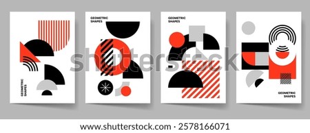 Abstract geometry cover set. Geometric poster template collection, flyer, brochure. Business print template, corporate cover, flat design. Abstract shapes vector illustration. Layout design