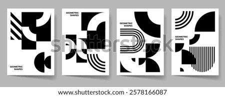 Abstract geometry cover set. Geometric poster template collection, flyer, brochure. Business print template, corporate cover, flat design. Abstract shapes vector illustration. Layout design