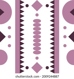 Abstract geometry, diamond square circle triangle shapes geo pattern. Seamless vector pattern. White background. Fashion fabric pattern design. 
