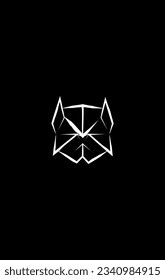 Abstract geometry Dog Face logo, black and white, minimal, minimalist