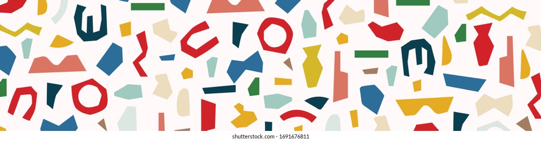 Abstract geometry elements paper collage.Vector illustration hand drawn.Sketch ready for contemporary scandinavian flat design 