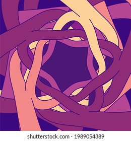 Abstract geometry emblem. Knot of multicolor lines
