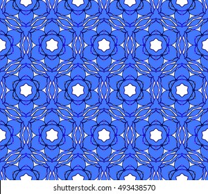 abstract geometry floral seamless pattern. vector blue gradient