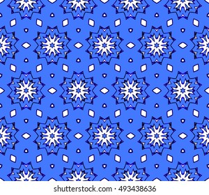 abstract geometry floral seamless pattern. vector blue gradient