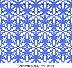 abstract geometry floral seamless pattern. vector blue gradient