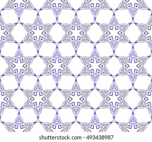 abstract geometry floral seamless pattern. vector blue gradient