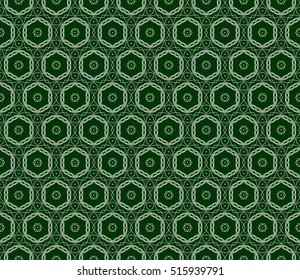 abstract geometry floral seamless pattern. vector green color