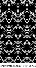 abstract geometry flower seamless pattern. Black and white color, Vector illustration. For design clothes, greeting card, scrapbook, wallpaper fills