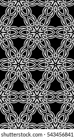 abstract geometry flower seamless pattern. Black and white color, Vector illustration. For design clothes, greeting card, scrapbook, wallpaper fills