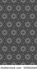 abstract geometry flower seamless pattern. Black and white color, Vector illustration. For design clothes, greeting card, scrapbook, wallpaper fills