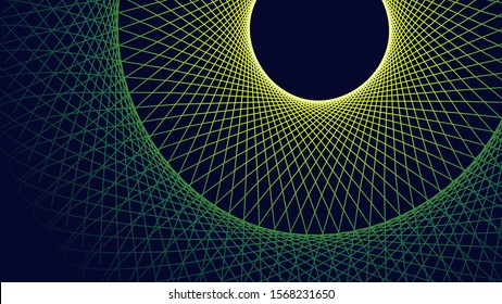 Abstract geometry fractal background, dark circle vector poster svg