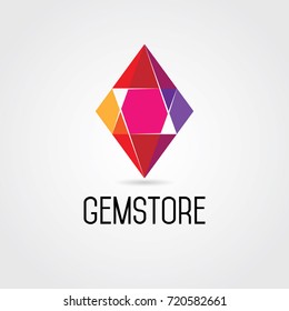 Abstract Geometry Gem Stone Logo Design Symbol Icon