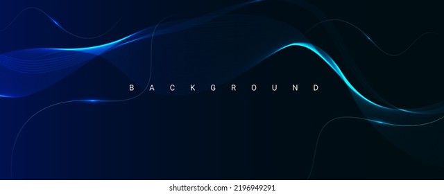 Abstract geometry glossy blue tech line flowing pattern design dark background vector