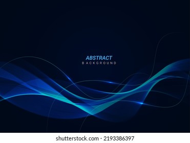 Abstract geometry glossy flowing line futuristic dark design background vector
