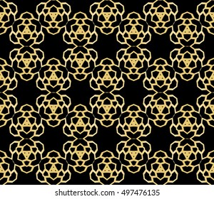 abstract geometry gold pattern on black background. vector illustration