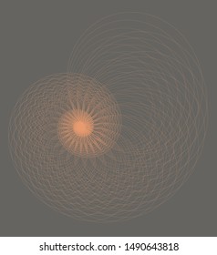 Abstract geometry. Golden ratio in orange color on dark grey background