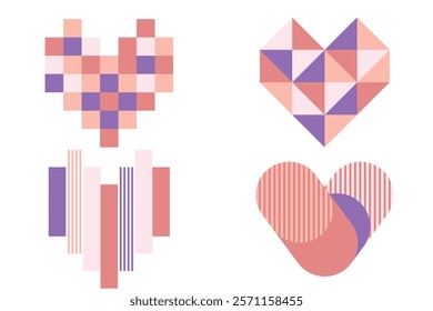 Abstract Geometry with heart, valentine concept 