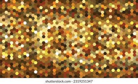 Geometría abstracta hexagón oro,patrón de fondo de textura marrón.amarillo. ilustración vectorial.