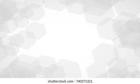 Abstract Geometry Hexagon White and Gray Vector Backgrounds