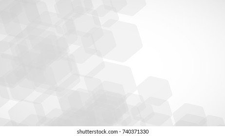 Abstract Geometry Hexagon White and Gray Vector Backgrounds