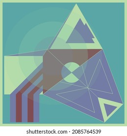 Abstract geometry image in flat style, turquoise color composition