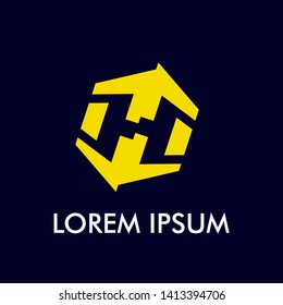 abstract geometry initial letter for business and building logo icon