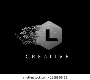 Abstract Geometry  Initial Letter L Network Technology logo icon vector design concept.