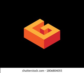 Abstract Geometry isometric Cube box logo design concept Rotated Letter G