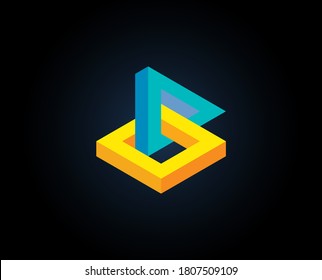 Abstract Geometry isometric logo design Infinite Cube triangle