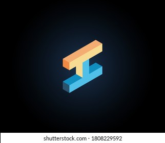 Resumen Geometría diseño de logotipo isométrico Letra infinita T H