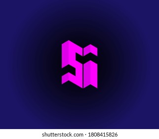 Abstract Geometry isometric logo design Letter S I