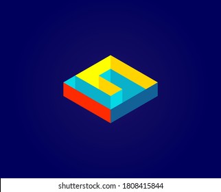 Abstract Geometry isometric logo design Letter S