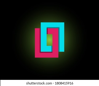 Abstract Geometry isometric logo design concept Infinite double rectangle