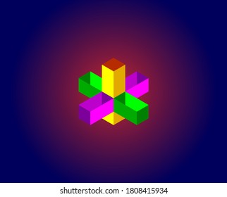 Abstract Geometry isometric logo design concept Element