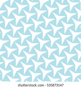 Abstract geometry light blue deco art  three point star pattern