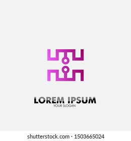 abstract geometry logo icon for technology and security company