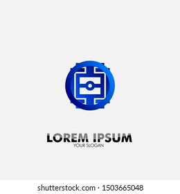 abstract geometry logo icon for technology and security company