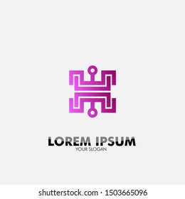 abstract geometry logo icon for technology and security company