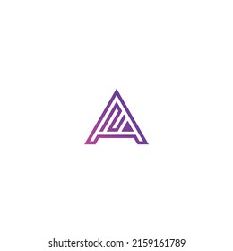abstract geometry logo icon, triangle shape with letter A, AN . design template
