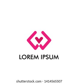 abstract geometry with love logo icon for women and gender company